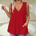 thumbnail image 5 of GIPQJK Plus Size Tank Tops for Women Deep V Neck Casual Loose Fit Sleeveless Shirt Floral Print Summer Outfits Clothes with Pockets,Red 2XL, 5 of 5