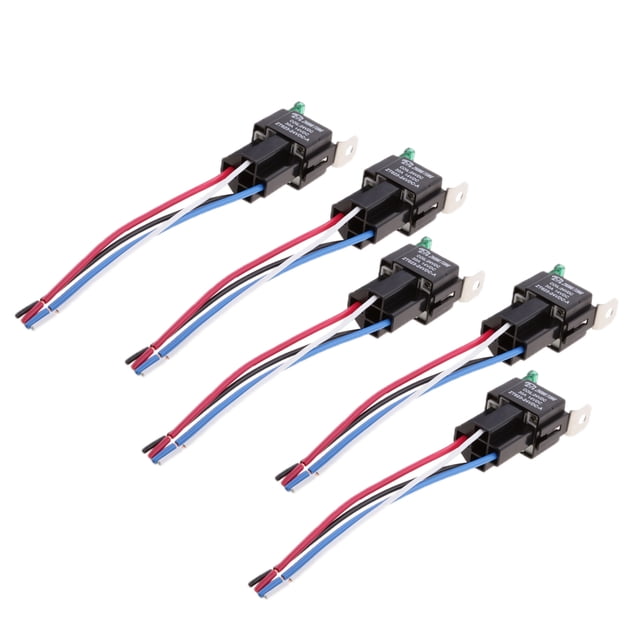 Interruptor de Encendido Terminal de 24V 5 Piezas con Precableados Baoblaze Coche 24V 4 Pin Relé SPST 30A