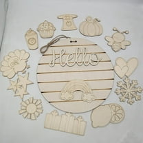 Interchangeable Seasonal Welcome Door Sign, DIY Front Porch Pendant for Christmas, Thanksgiving, Halloween, Indoor Outdoor Holiday Decoration