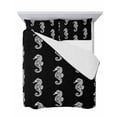 thumbnail image 7 of Quilts Twin-XL Size Bedding Set, Ocean Seahorse Lightweight Quilted Comforter, Summer Nautical Coastal Textured Black Soft Reversible Bedspread Coverlet with Pillow Covers for All Season, 68" x 98", 7 of 7