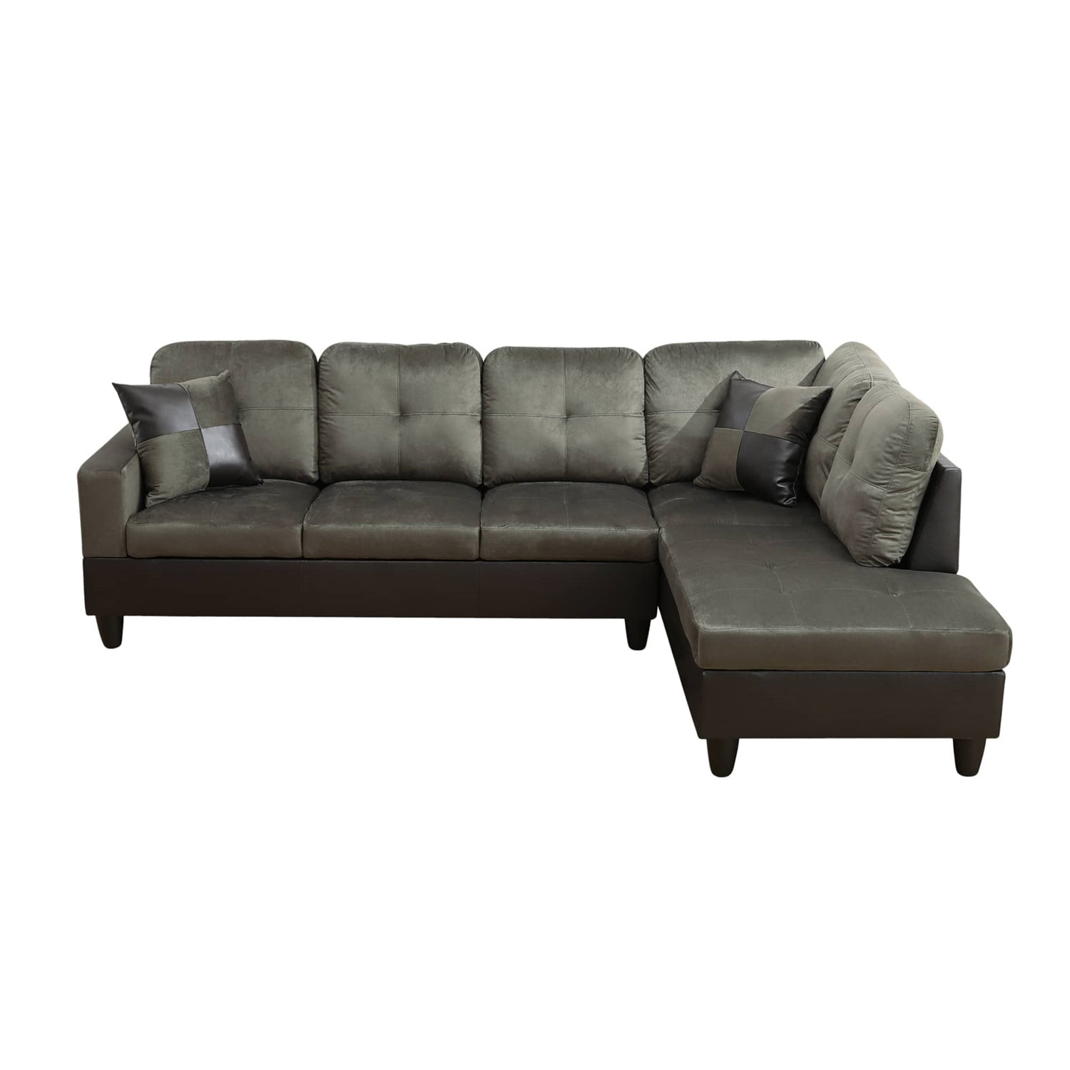 Hommoo Sofa Set, Flannel And PVC 2-Piece Couch Living Room Sofa Set,Taupe