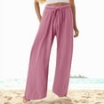 thumbnail image 2 of Sngxgn Wide Leg Pants for Women Casual High Waist Pants Loose Trousers(Hot Pink,L), 2 of 5