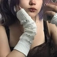thumbnail image 2 of Kukuzhu Fairy Grunge Gloves Alt Emo Goth Accessories Fingerless Ripped Long Sleeve Arm Warmers Y2k Gyaru Arm Sleeve Harajuku, 2 of 4