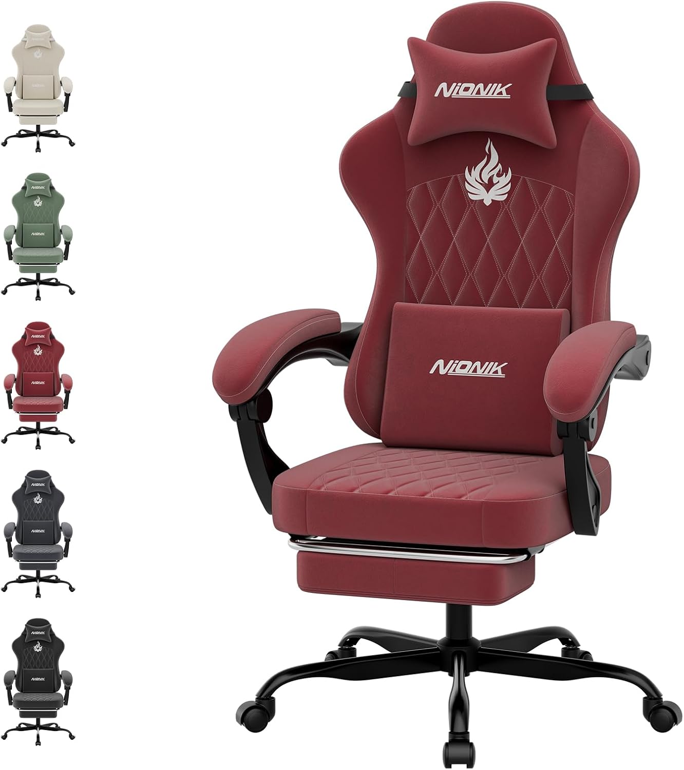 Ergonomic Gaming Chair Video Gamer Chairs Gaming Computer Chairs Gamer Chairs for Adults Massage Lumbar Support Swivel Height Adjustable Headrest Backrest RED