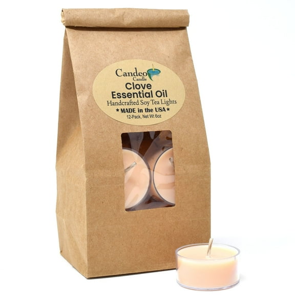 Clove Essential Oil, Soy Tea Light 12-Pack