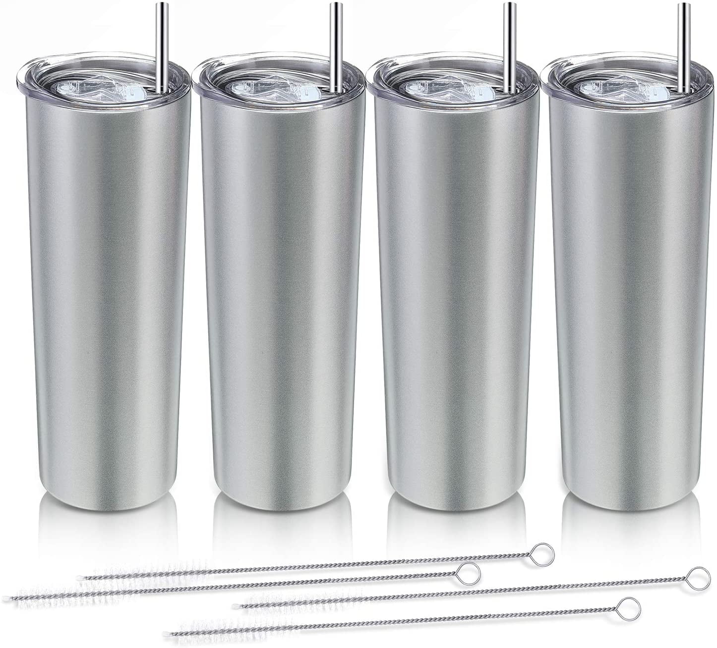 Stainless steel 20oz skinny tumbler double wall insulated with lids and straws 