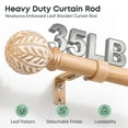 thumbnail image 4 of NewBuros Wood Curtain Rod for Windows 32 to 144 Inch, 1" Diameter Heavy-Duty Curtain Rods Set, with Decorative Embossed Wood Grain Leaf Finial, Sturdy Rust-Proof Adjustable Design, Brown, 4 of 8