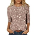 thumbnail image 1 of Xuewenshw T-Shirt Décontracté à Manches 3/4 Col Rond Imprimé Floral pour Femmes pour Usage Quotidien Manches Longues Ajusté, 1 of 5