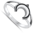 thumbnail image 4 of Bali Crescent Moon Night Promise Ring .925 Sterling Silver Band Jewelry Female Male Unisex Size 4, 4 of 4