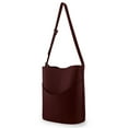 thumbnail image 3 of Women PU Leather Bucket Tote Shoulder Bag Handbag Purse with Small Bag, 3 of 5