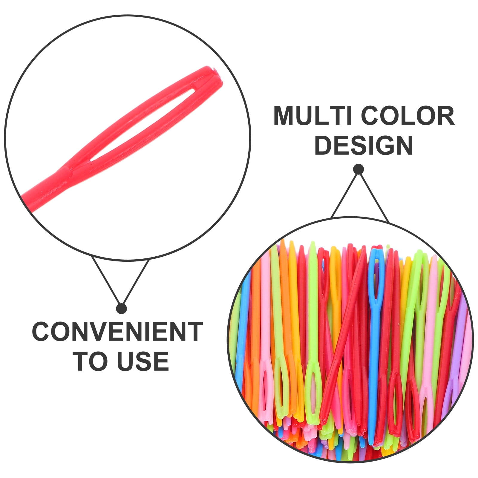 OUNONA 2000pcs Assorted Color Plastic Sewing Needles, Lightweight and for Home Sewing, Crafts, and Projects