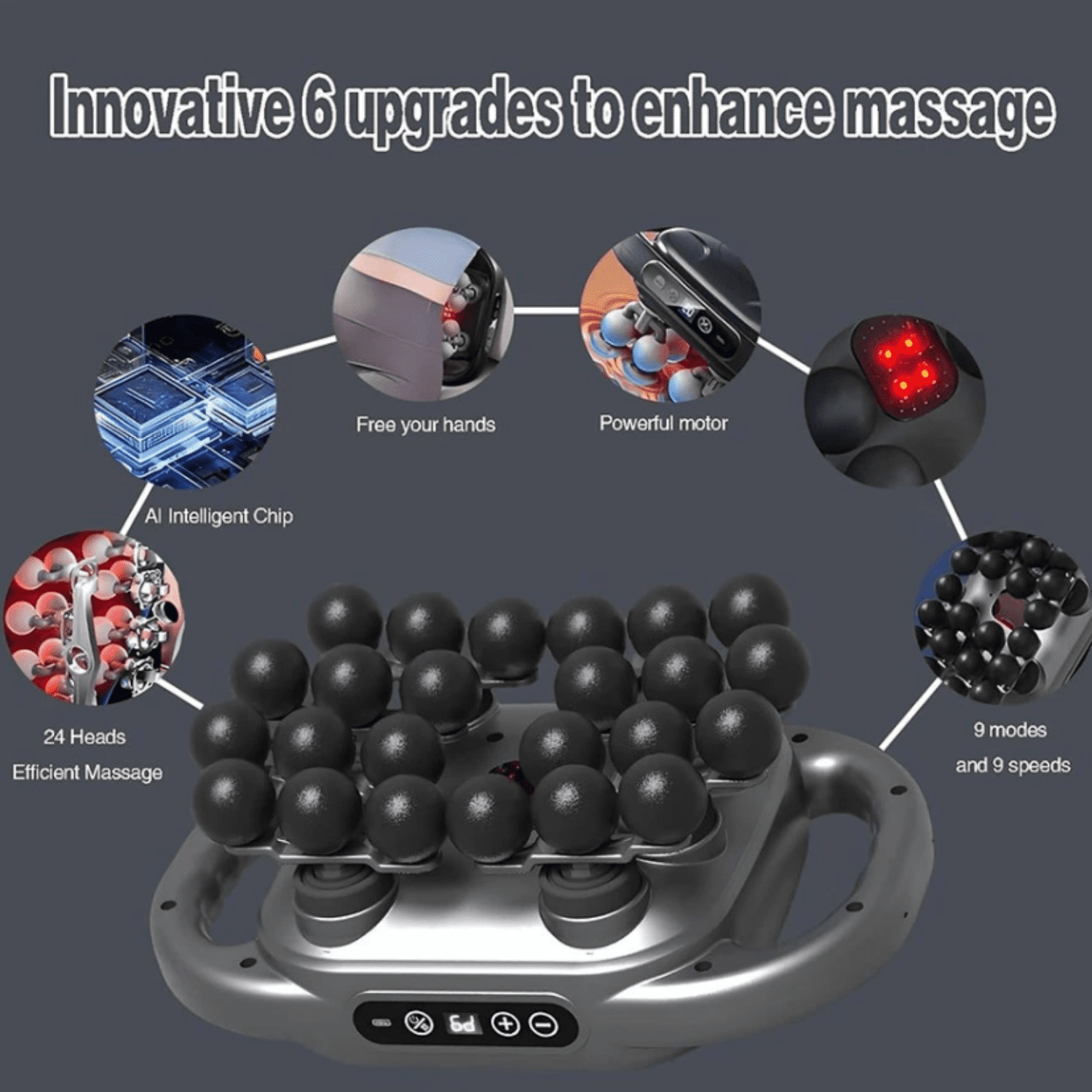 24-Head Massage Gun Set Deep Muscle Relaxation Massager Multi-Mode Multi-Speed Settings Suitable for Shoulders, Neck, Back, Waist, Legs & Whole Body Black Fascia Gun