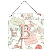 Monogram Letter Love in Paris Pink Wall or Door Hanging Prints