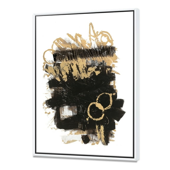 Designart ' Gold and Black drift II ' Glam Modern Framed Canvas