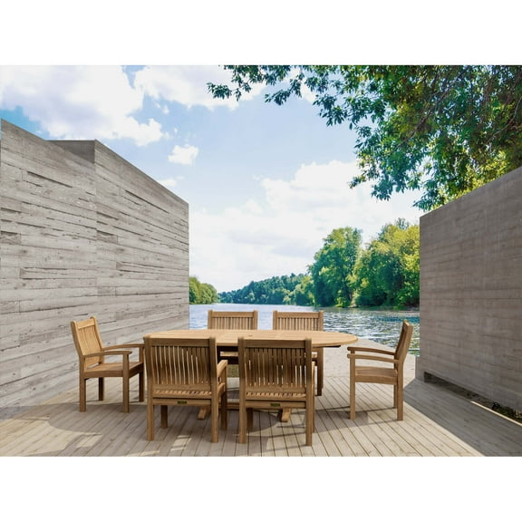 Anderson Teak Bahama Sahara Armchair 7-Pieces 87" Oval Dining Set