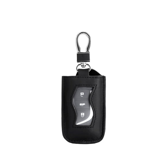 Leather Car Keys Bag Retro Car Keys Storage Bag Pouch Zipper Window Design for Women Men (Black)