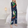 thumbnail image 4 of Junzan Dinosaur Astronaut Space Surfing Print Womens Pajama Sets,Long Sleeve Button Down For Women Pjs 2 Piece, 4 of 9