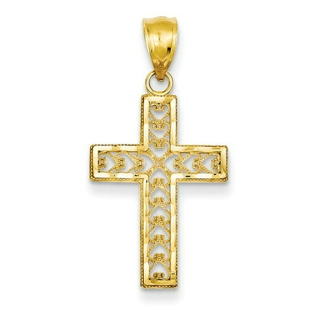 14k Yellow Gold Filigree Cross Pendant