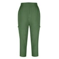 thumbnail image 6 of Bigersell Womens Pants Capris Women Summer Pants Casual Solid Color Elastic Waist Linen Pockets Pants Green-2 l, 6 of 6