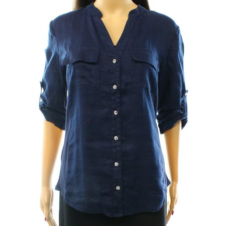 button navy shirt down sleeve chest pocket inc womens twilight utility dialog displays option additional opens zoom
