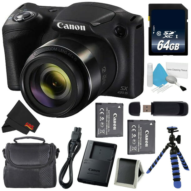 Canon Powershot SX430 IS Digital Camera (Black) (Intl Model) + NB 