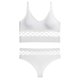 thumbnail image 4 of Gibobby Conjunto de lencería de encaje Ropa interior ahuecada, traje de mujer, pecho pequeño, , sin anillo de , sujetador, camisola deportiva de talla grande(Blanco, XL), 4 of 5