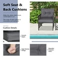 thumbnail image 6 of Costway 3 PCS Patio Rattan Furniture Set Acacia Wood Coffee Table & 2 Chairs Backyard Gray Cushion, 6 of 9