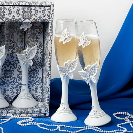 Butterfly Toasting Glasses - Butterfly Design Toasting Flutes