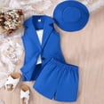 thumbnail image 2 of Fesfesfes Baby Girl Outfits 3-6 Months Spring And Summer Children's Suspenders Solid Color Suit Shorts Sleeveless Jacket Girls Four-piece Suit 5-6 Years, 2 of 3