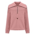 thumbnail image 6 of WREESH Womens Turtleneck Sweatshirts Drawstring Waist 1/4 zip Pullover Solid Color Loose Fit Long Sleeved Tops 2025 Spring Fall Outfits, 6 of 9