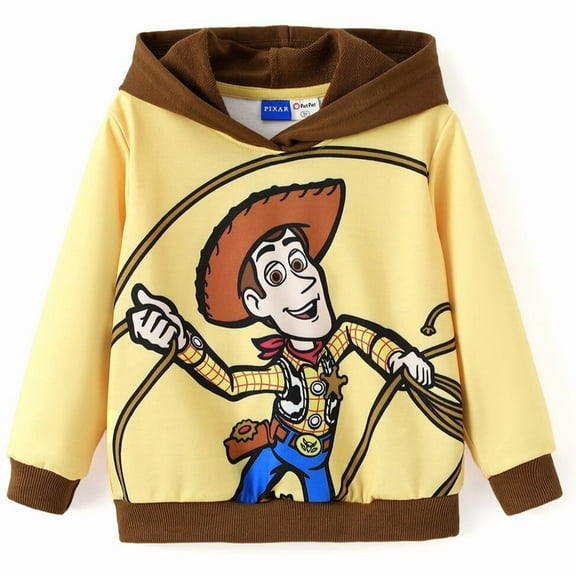 Disney Girls Boys Hoodies Sweatshirts Pixar Toy Story Woody Graphic School Yellow Pullover Top 3-4T