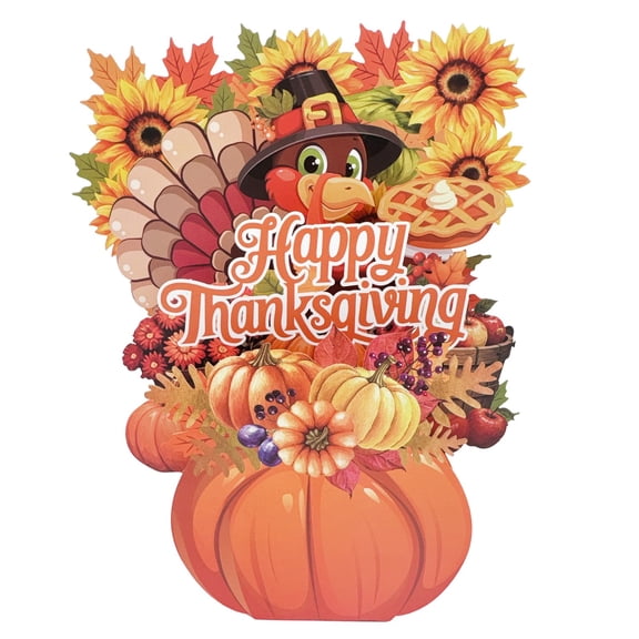 Clearance Under $4 3D Thanksgiving Turkey Greeting Card Ornament Happy Thanksgiving Decor