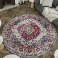 thumbnail image 6 of Traditional Area Rug (5'3'' Round) Medallion Red, Pink Indoor Round Easy to Clean, 6 of 6