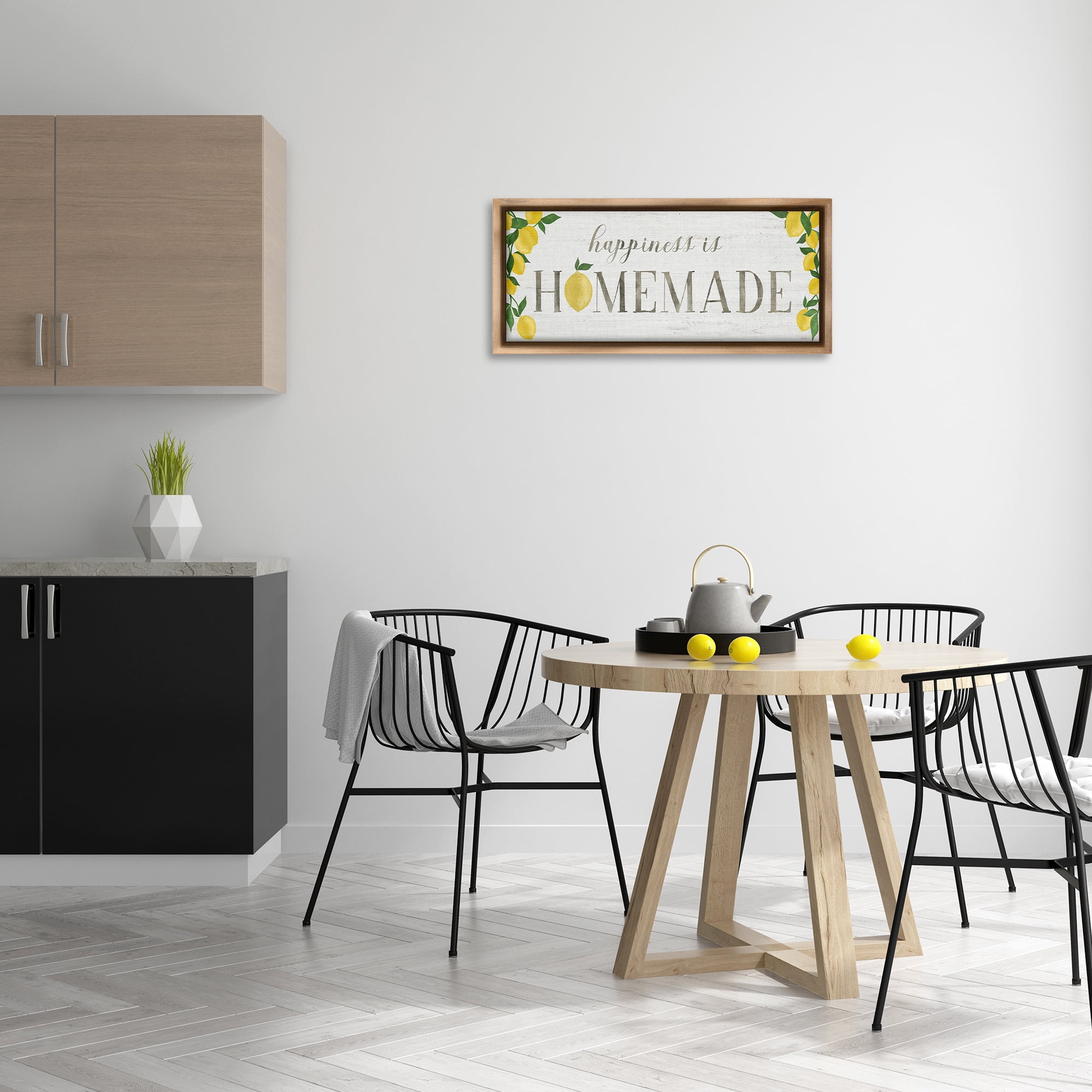 Stupell Industries Happiness Is Homemade Food & Beverage Painting Brown Floater Framed Canvas Art Print Wall Art, 31 x 14