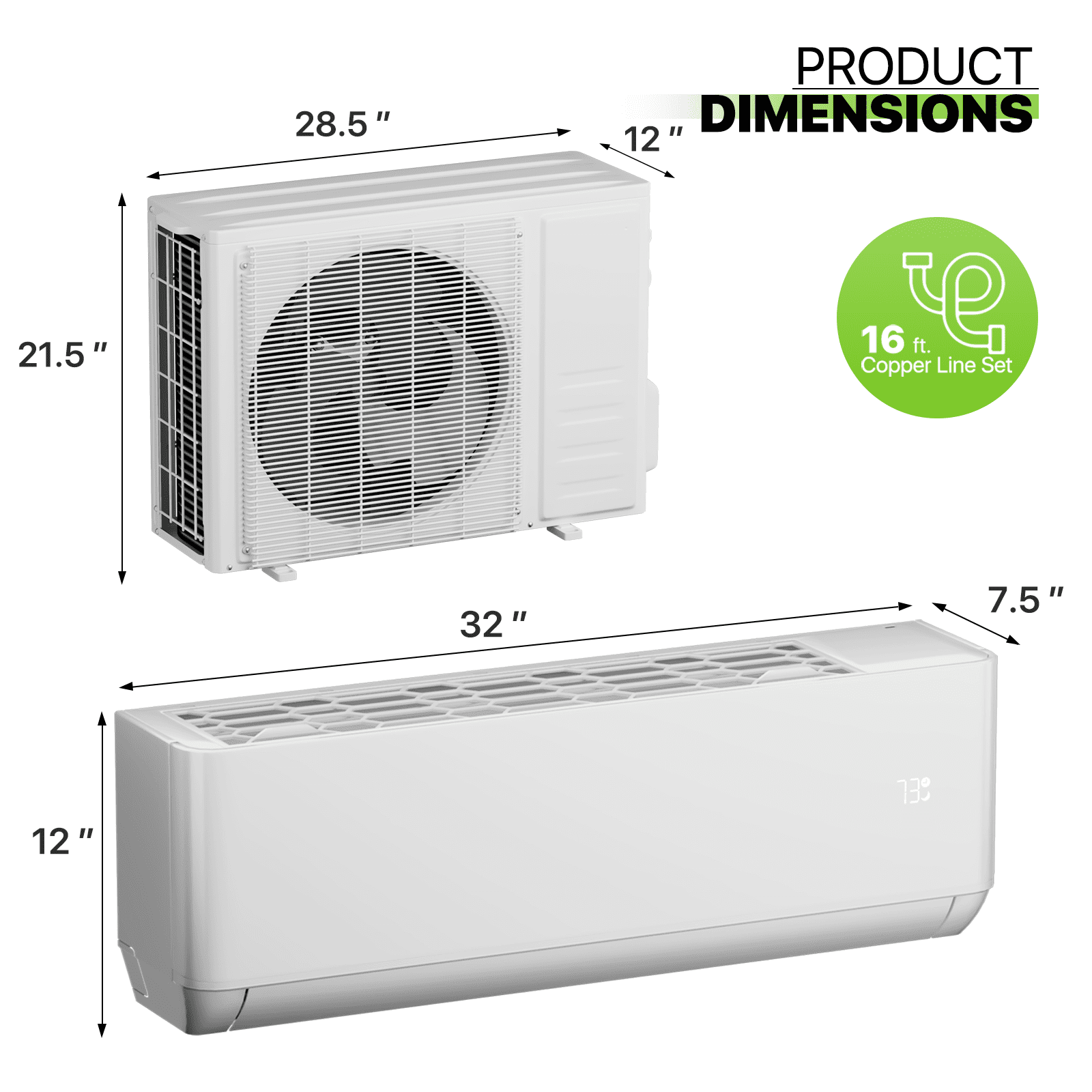 Magshion 9000 BTU 23 SEER2 Ductless Mini-Split Heat Pump Air Conditioner, Cools Up to 400 Sq.Ft., 115V AC Unit with Condenser, 4-in-1 Filter & Remote Control
