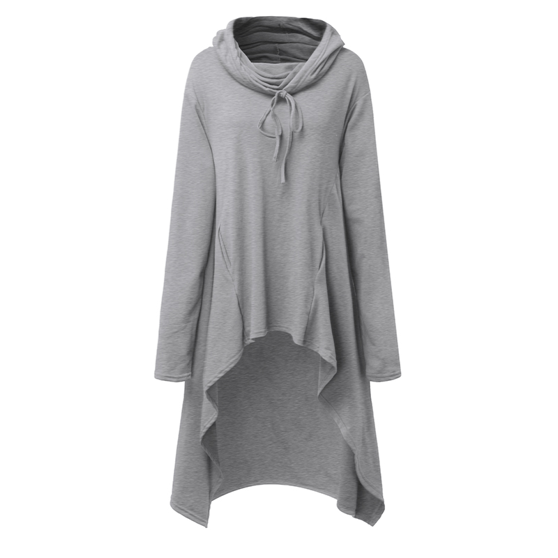 asymmetric hem long sleeve hoodie