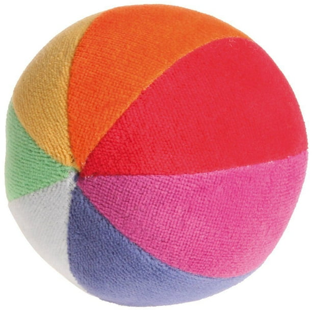 Grimms Soft Organic Rainbow Ball with Gentle Rattle First Ball for