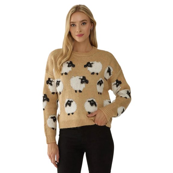Relaxed Fit Animal Pattern Sweater