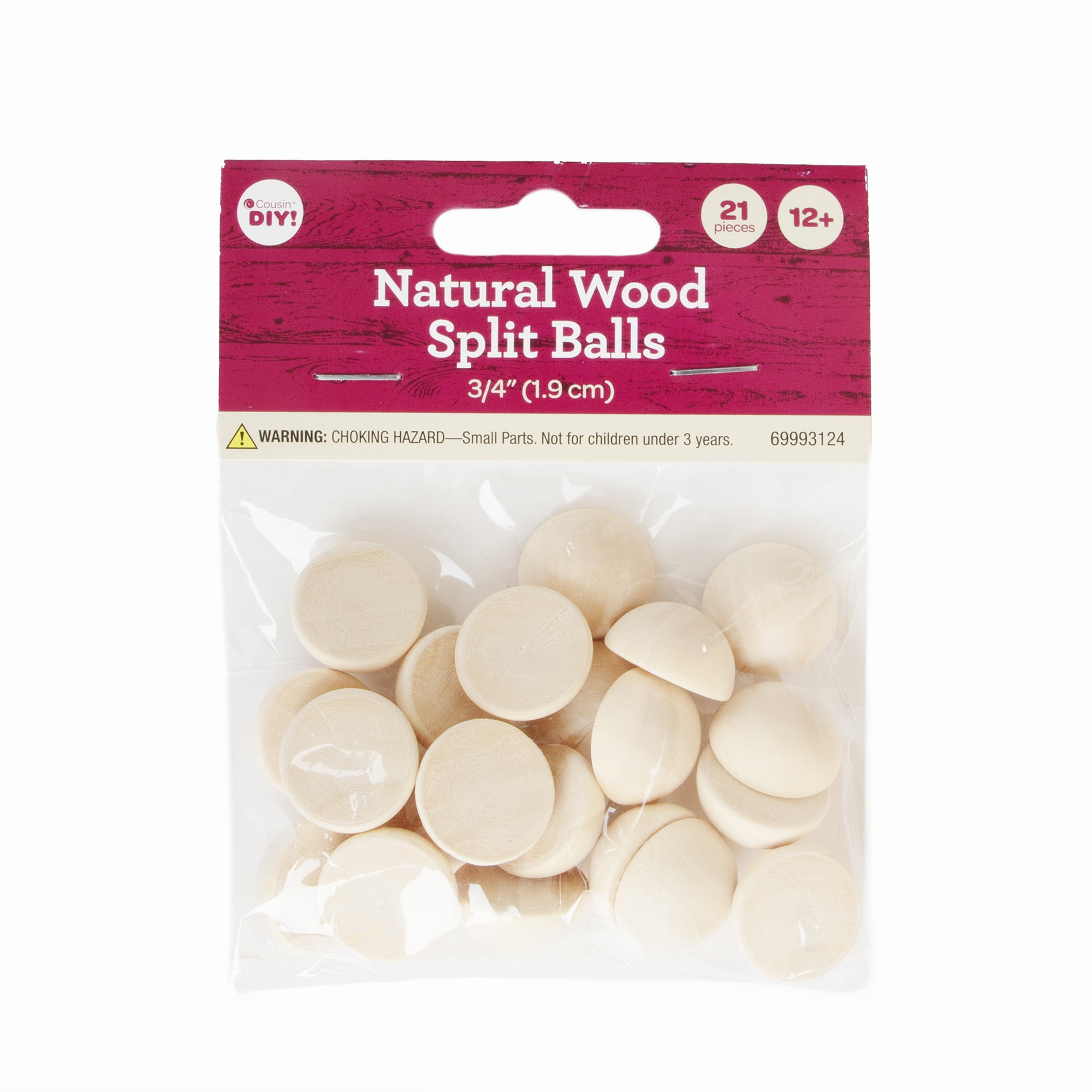 Cousin DIY 21 Pc Split Natural Wood Balls 19.05MM/0.75”