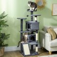 thumbnail image 2 of PawHut 54" Cat Tree Tower with Scratching Posts, Cat Condos, Dark Grey, 2 of 10