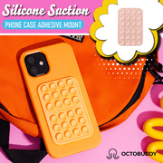 OCTOBUDDY || Silicone Suction Phone Case Adhesive Mount || (iPhone and Android Cellphone case Compatible, Hands-Free Mobile Accessory Holder for Selfies and Videos) TRANSPARENT