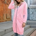 thumbnail image 7 of Fimkaul Women's Winter Coats Long Sleeve Casual Tops Fashion Solid Cardigan Hooded Mid Length Jackets Coat Pink 5XL, 7 of 7