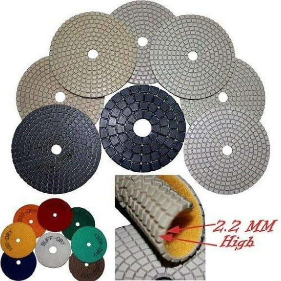 STADEA 4" Diamond Polishing Pads Dry 7 Pcs Set For Granite Concrete Travertine Stone Terrazzo polishing