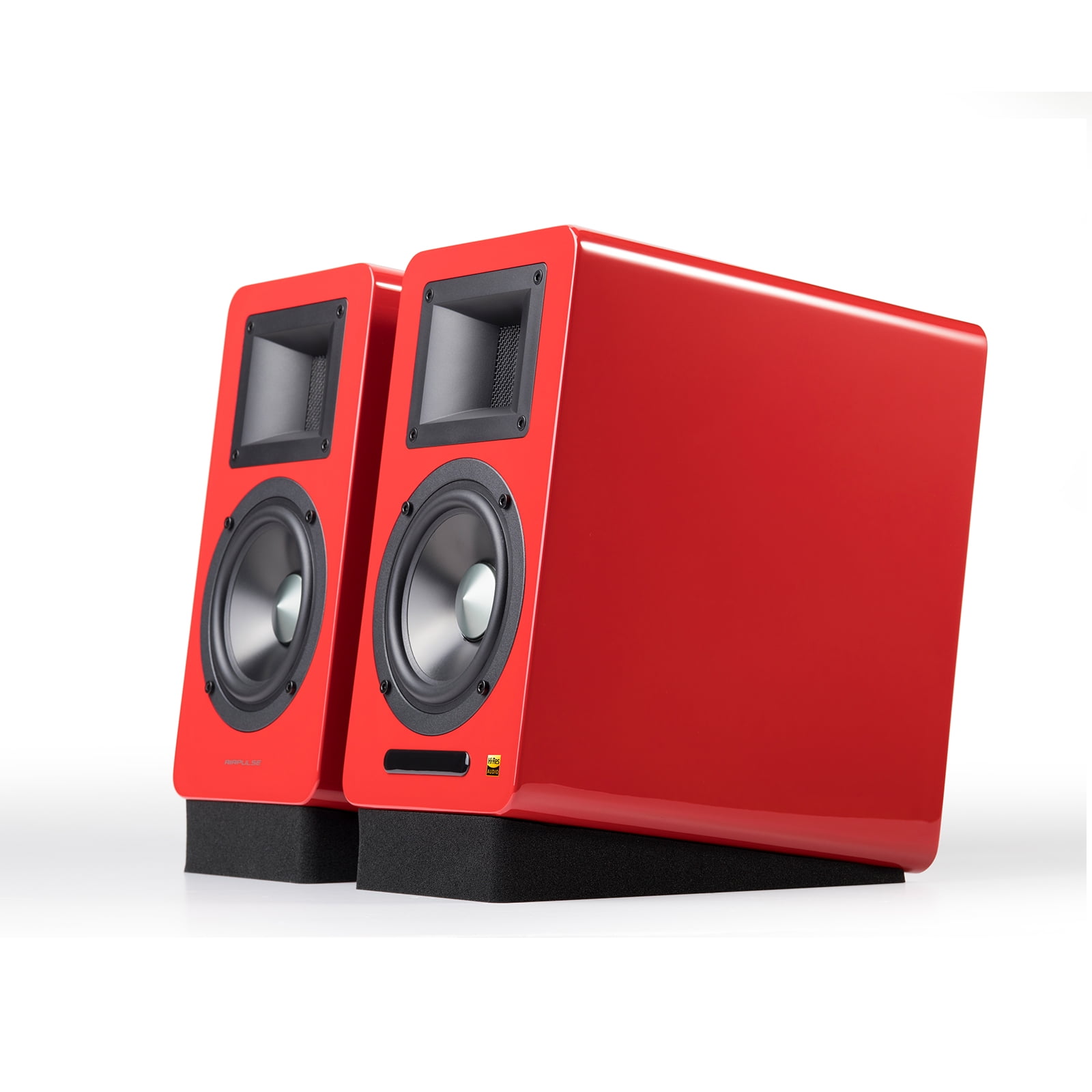 AirPulse A100 Hi-Res Audio Certified Active Speaker System Built-in Amplifier Optical, Coaxial, Bluetooth 4.1 aptX, RCA, AUX, and USB Inputs - Pair Red