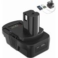 thumbnail image 1 of DM18RL Battery Adapter Converter with USB & Type-C Port for Use with Ryobi 18V Lithium Battery Tools, Converts De*Walt 20V Li-ion or Mil*Wau*kee 18V Li-ion Battery to Ryobi 18V Li-ion Battery, 1 of 9