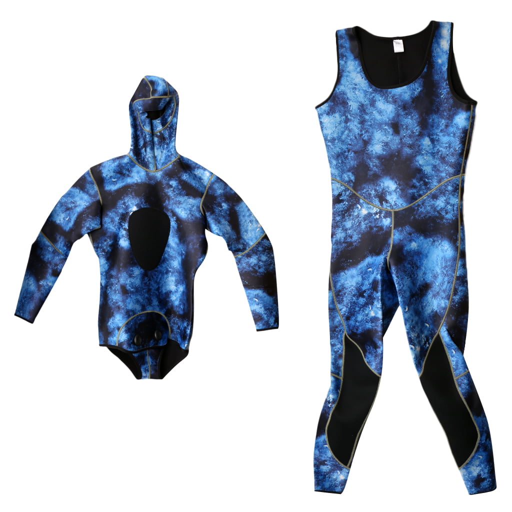 Mens Camouflage 3mm Neoprene Two-piece Diving Wetsuits Spearfishing Suits 
