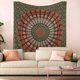 thumbnail image 3 of (150 x 130 cm) Tapiz de pared con diseño de mandala de pavo real psicodélico bohemio hippie indio verde dorado para ropa de cama, 3 of 5
