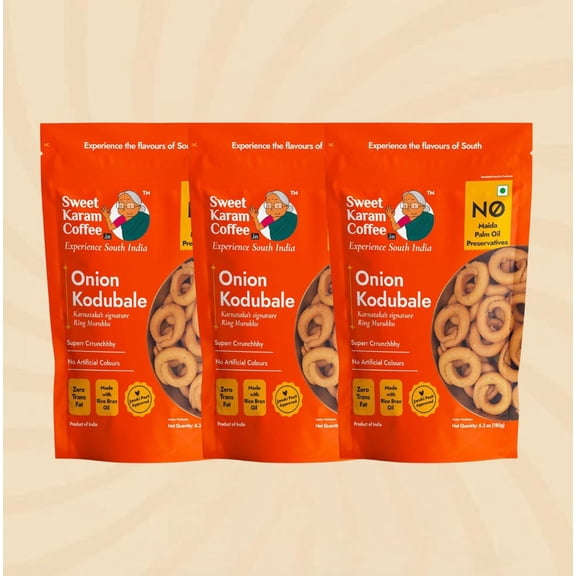 Shastha Foods SKC  Onion Kodubale Snacks / Kodubale  Snacks  - [  180g , Pack of 3 ]