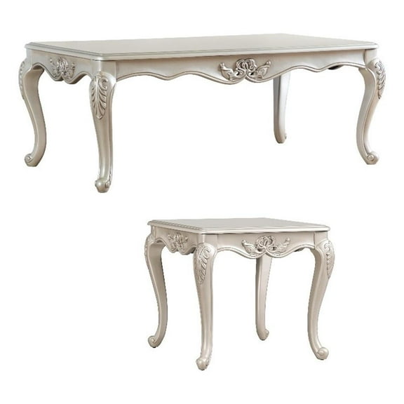 Furniture of America Raya Wood 2-Piece Coffee Table Set in Gold