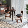 thumbnail image 4 of Costway 24" Height Set of 2 Bar Stools 360° Swivel Dining Chairs Solid Rubber Wood Leather Padded Seat, 4 of 10